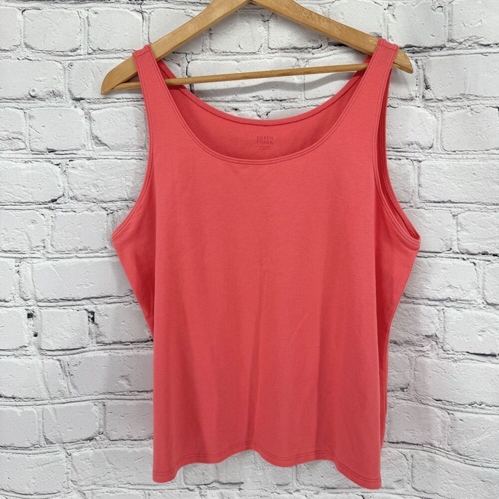 Eileen Fisher Tank Top Women's XL Coral 100% Organic Cotton Made in USA